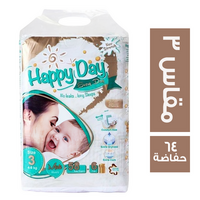 هابي داي حفاضات للاطفال مقاس 3 - 64 حفاضة