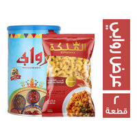 1 كرتونة الملكة مكرونة 400 جم مع 1 كرتونة جنة روابي 1 كجم