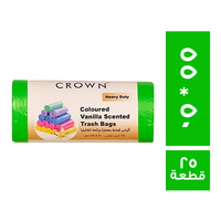 كراون رول اكياس قمامة الوان برائحة الفانيليا 55 * 50 سم - 25 قطعة