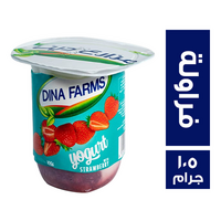 مزارع دينا زبادي بقطع الفراولة - 105 جم