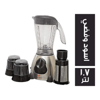 تاتش الزينوكي خلاط كهربائي للطعام 400 وات اسود وفضي + 2 مطحنة - 1.7 لتر