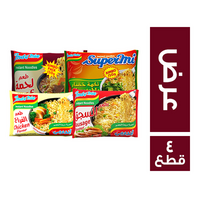 عرض اندومي لحمة - 120 جم + اندومي خضار - 120 جم + اندومي فراخ - 70 جم + اندومي سجق - 70 جم